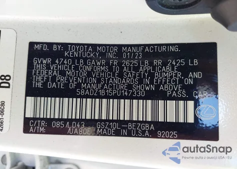 2023 Lexus Es from USA, damaged, VIN 58ADZ1B15PU147330